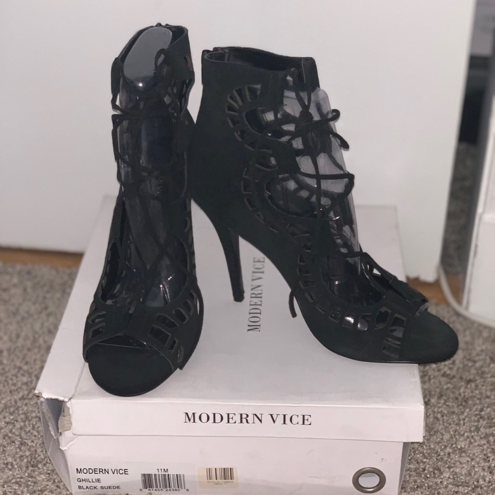 Modern Vice Ghillie Black Suede Lace-Up Booties